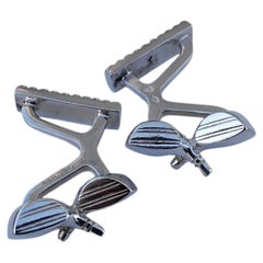 Hermès Golf Clubs Shaped Manschettenknöpfe Silber RARE