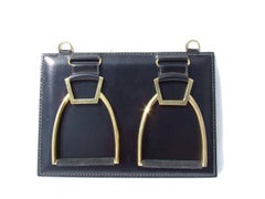 Rare HERMES Tie Hanger Tie Rack Rack 4 Stirrups Metal and Leather