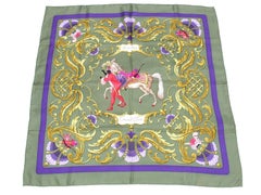 Hermes Cheval Turc Set Quilted Silk Hood Hat and matching scarf Vauzelles
