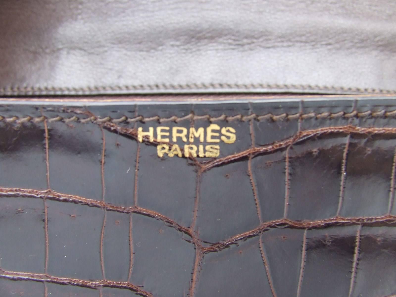 Hermes Vintage Constance H Bag Brown Crocodile Gold Hdw 23 cm 3