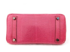 HERMES Birkin bag Fuchsia Pink Lizard Silver HDW 25 cm Rare and Coveted
