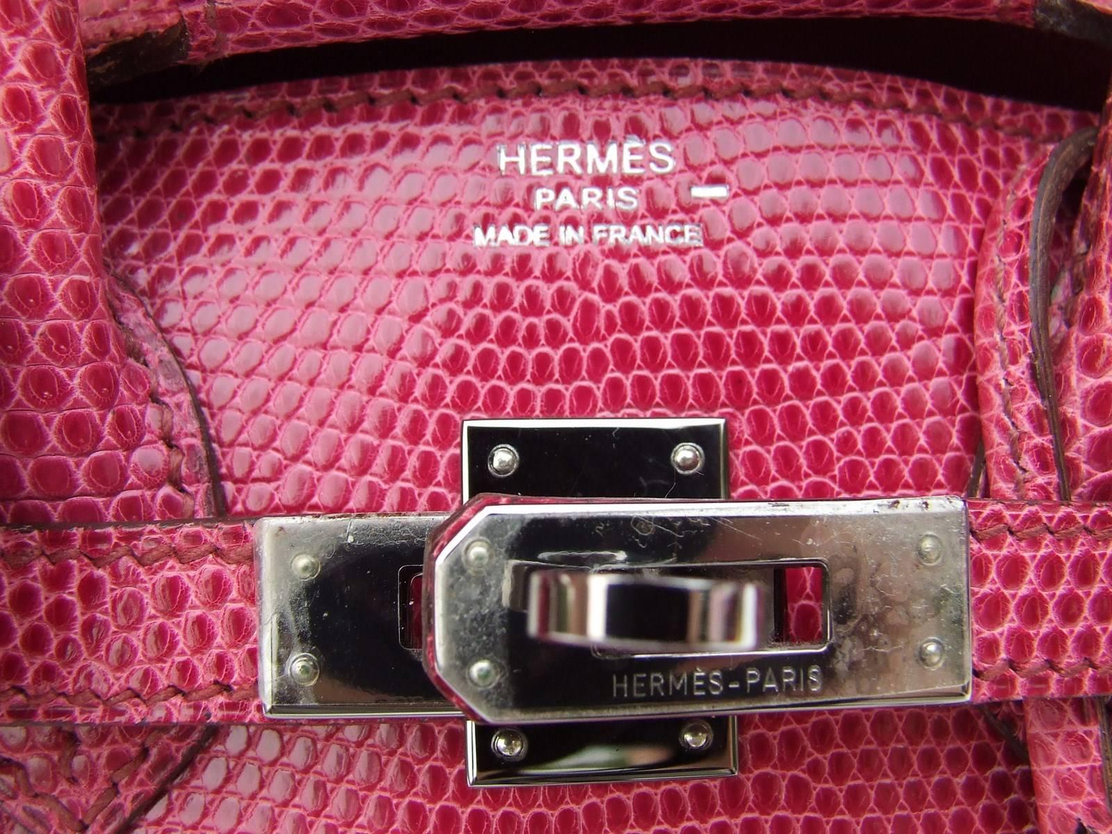 Women's HERMES Birkin bag Fuchsia Pink Lizard Silver HDW 25 cm Rare and Coveted