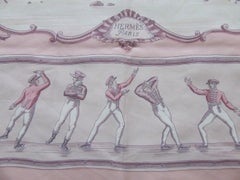 HERMES Silk Scarf Les Plaisirs Du Froid Pink White Grygkar 90 cm