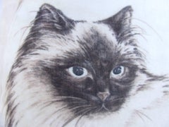 Cushion Pillow with Hermes Les Chats Cats Pattern Daphne Duchesne Velvet