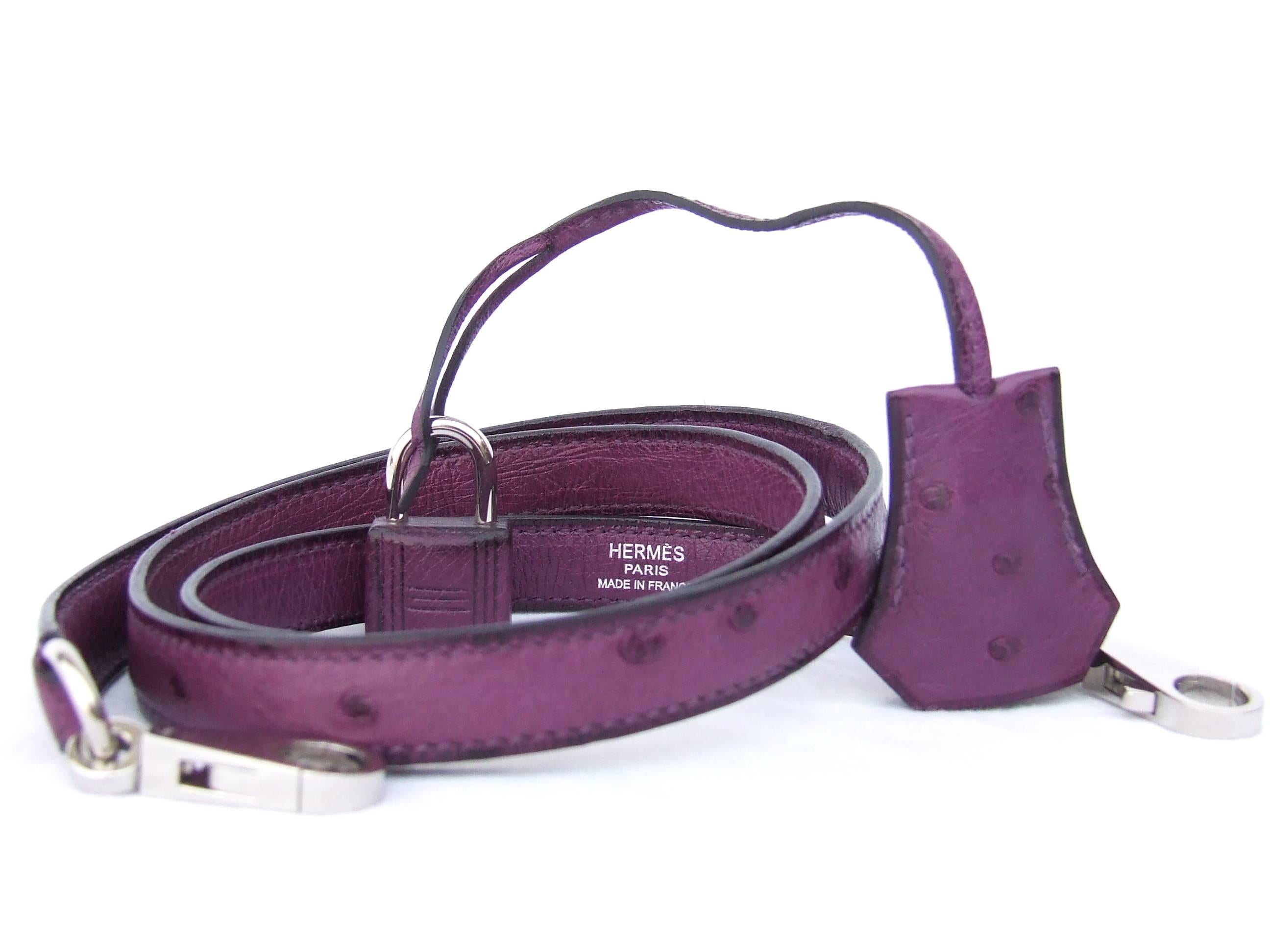 HERMES Kelly 25 Sellier Bag Ostrich Violine Palladium Hdw Aurtuche Purple 25 cm 1