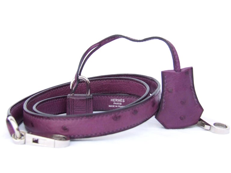 HERMES Kelly 25 Sellier Bag Ostrich Violine Palladium Hdw Aurtuche Purple  25 cm