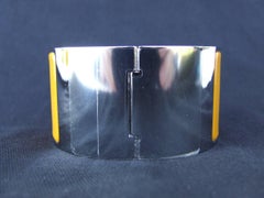 Hermes Clic Clac H Bracelet Cuff Enamel Safran Yellow PHW Extra Wide GM