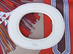 HERMES Bracelet ISTHME Scarf Ring Belt Ring White Epsom Leather RARE