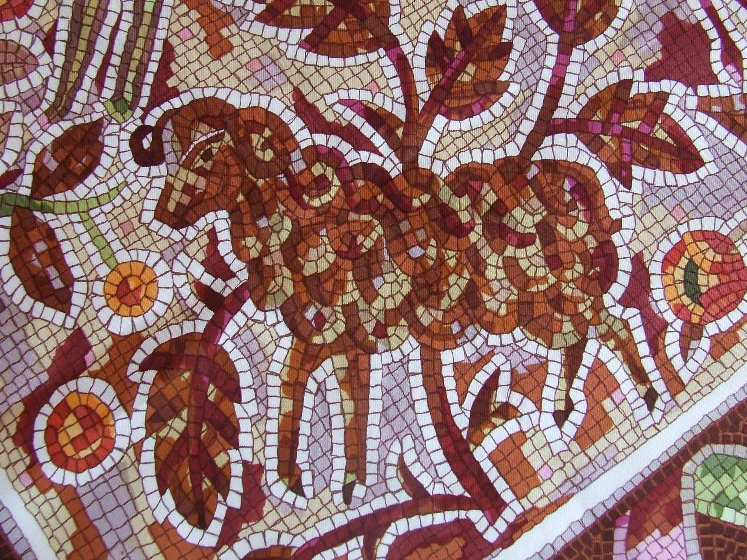 Hermes Silk Scarf Pavement Mosaic Maurice Trenchant Purple Green 90 cm 1