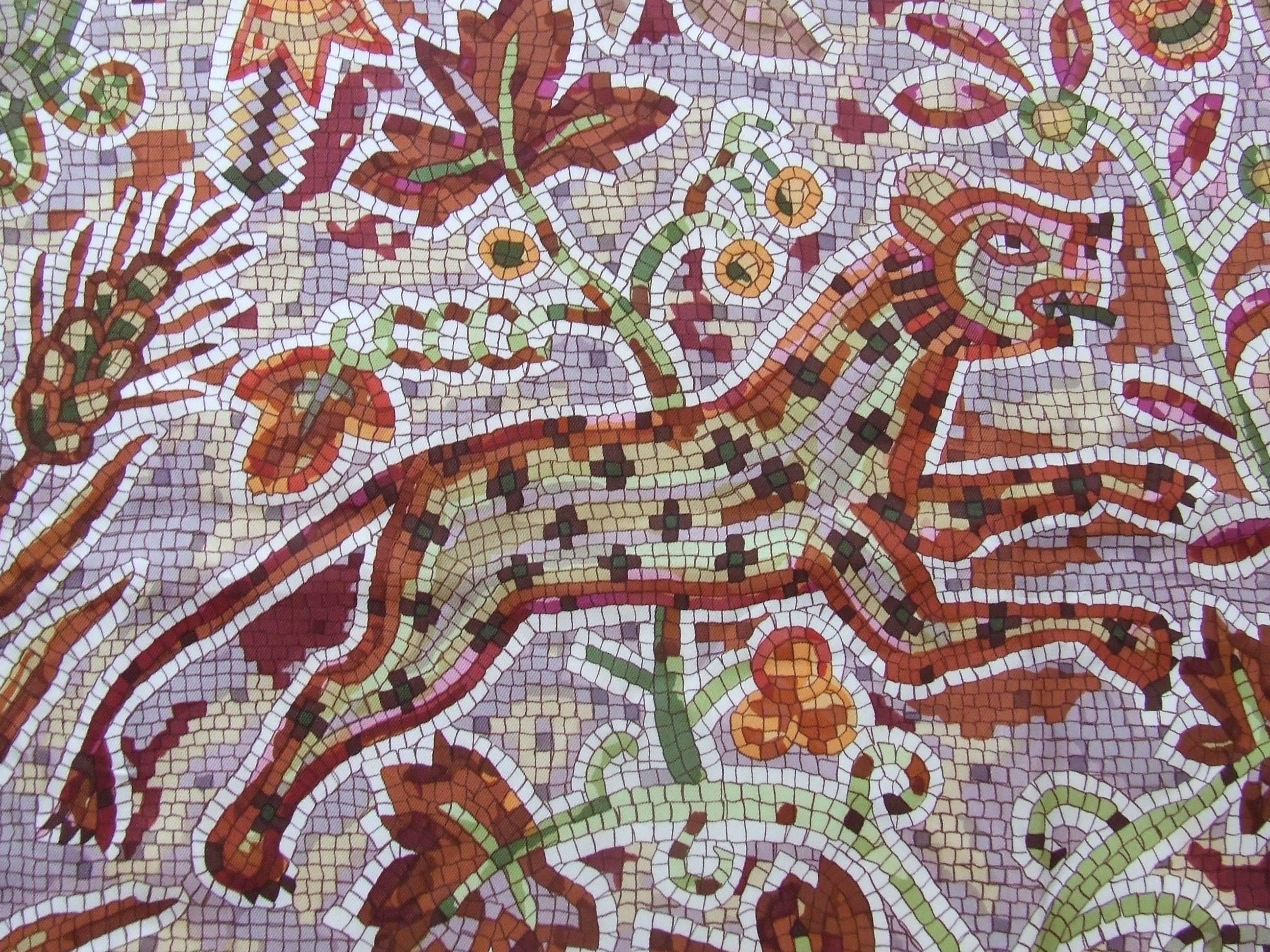 Hermes Silk Scarf Pavement Mosaic Maurice Trenchant Purple Green 90 cm 2