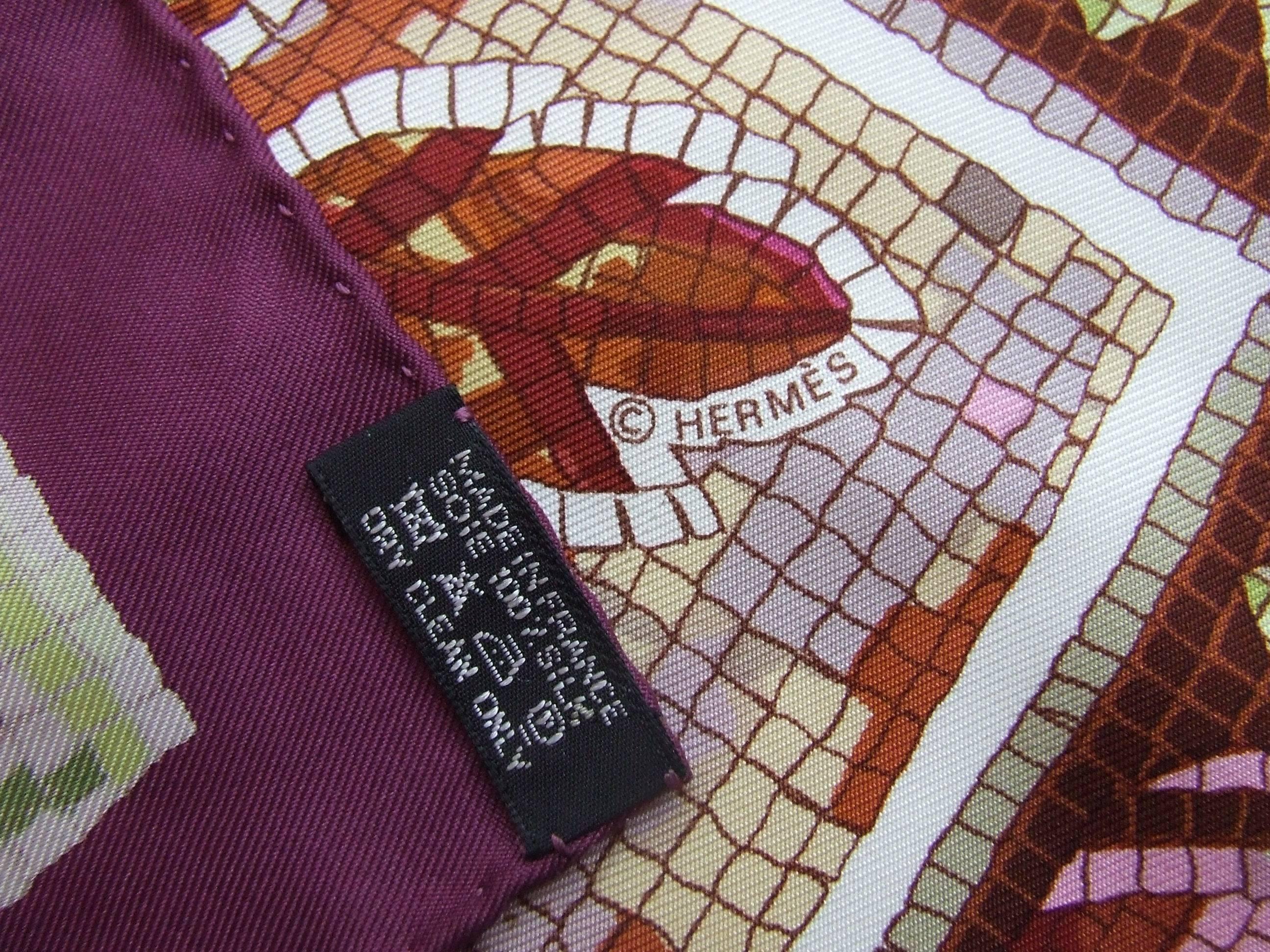 Hermes Silk Scarf Pavement Mosaic Maurice Trenchant Purple Green 90 cm 3