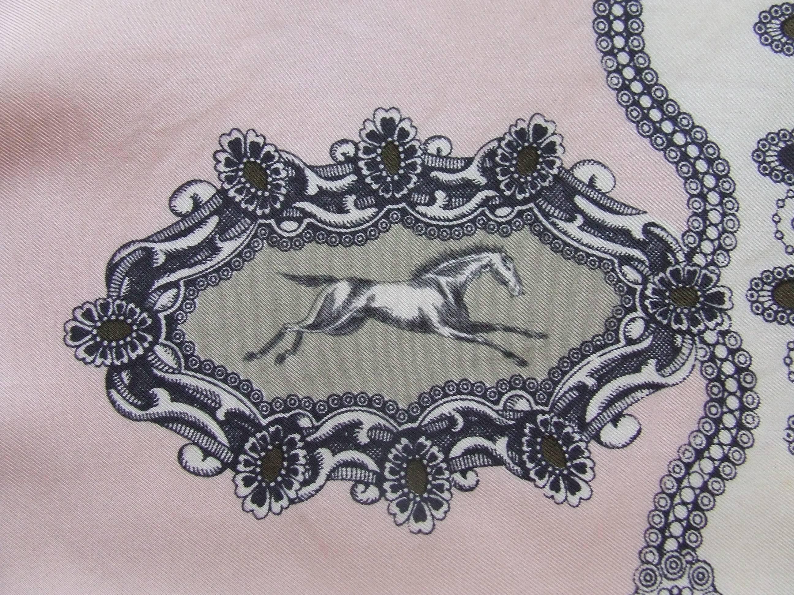 Women's Hermes Vintage Silk Scarf Chevaux en Cameos Equestrian Horse Jacques Eudel 1963 