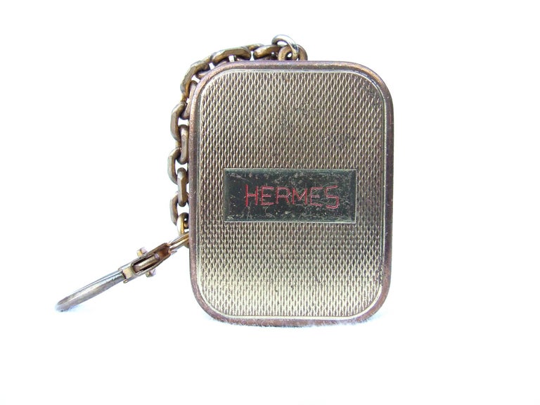 Hermes Keychain Key Ring Key Holder Music Box Collector Golden Metal at