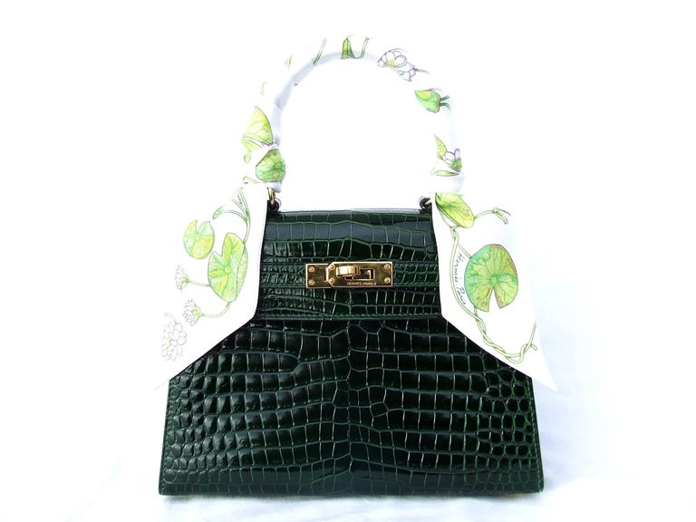 Hermès Kelly Sellier Mini II Vert Emerald Lisse Crocodile