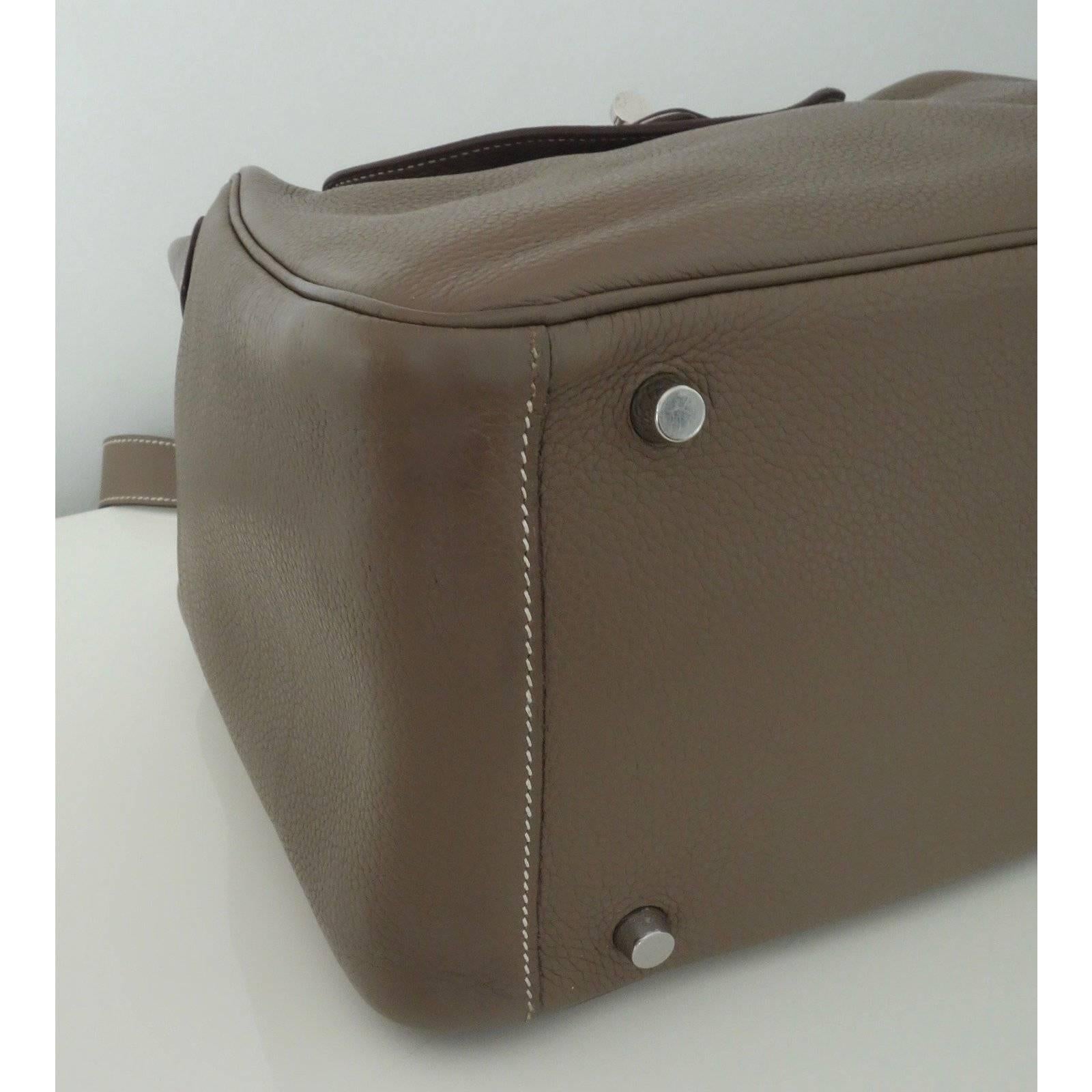 Black Hermes Lindy Hand Bag 2 ways Etoupe Taurillon Clemence Leather PHW 30 cm
