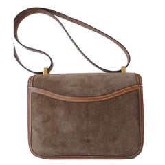 Hermes Vintage Constance Hand Bag Suede and Gold Leather GHW 23 cm