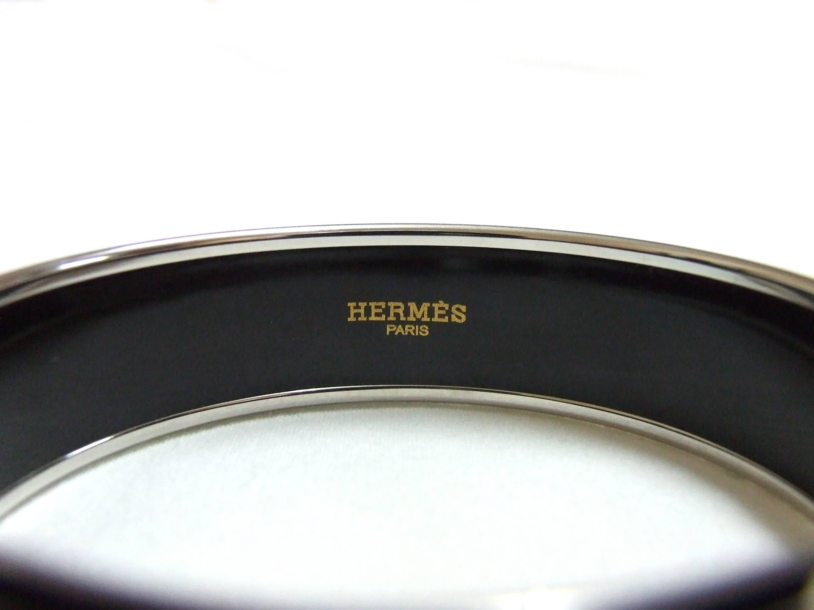 Hermes Enamel Printed Bracelet Elephants Pattern Torana Red PHW 65 6