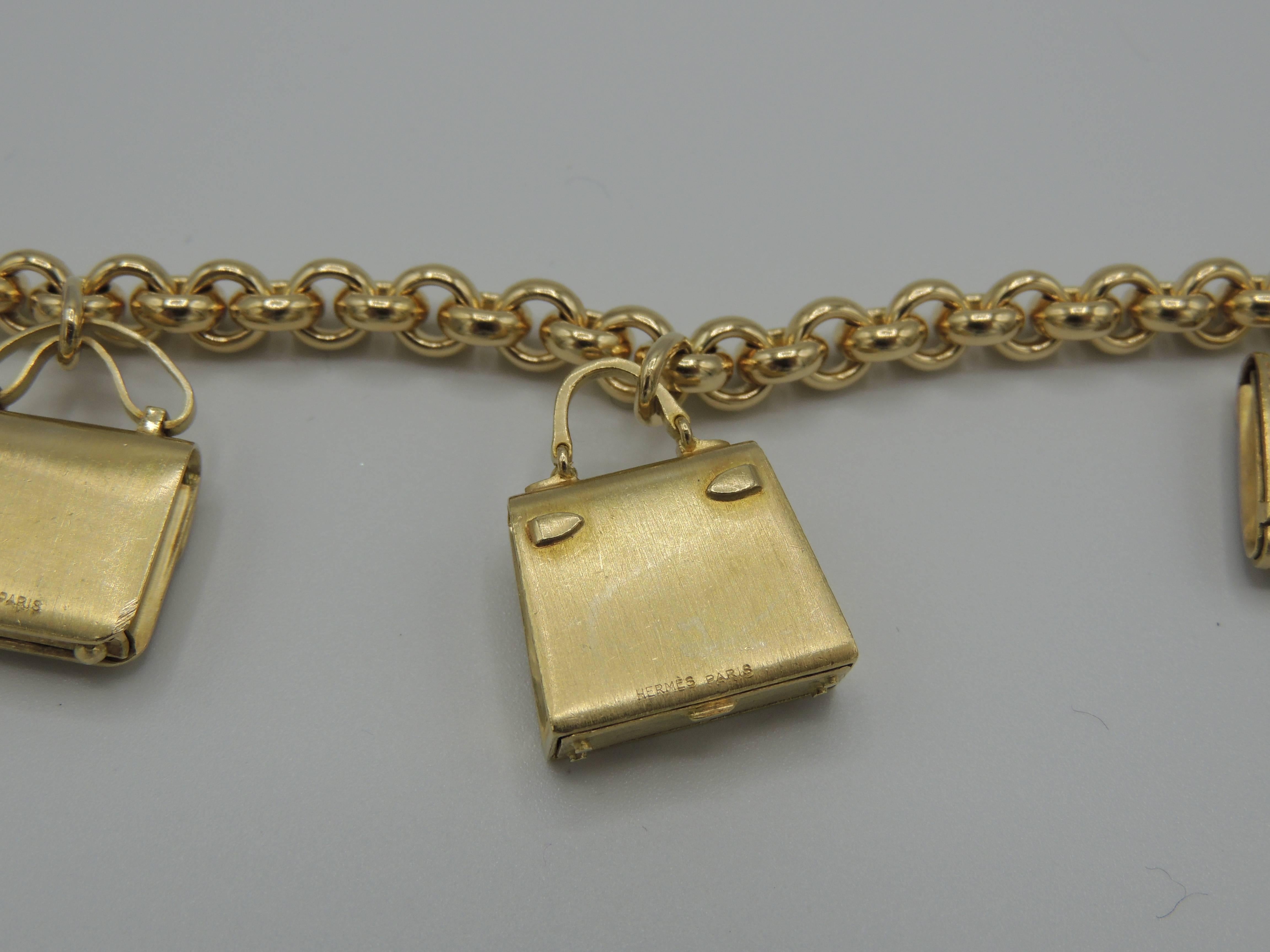 Hermes La Ronde Des Sacs 2 Bags Charms Gold Bracelet    2
