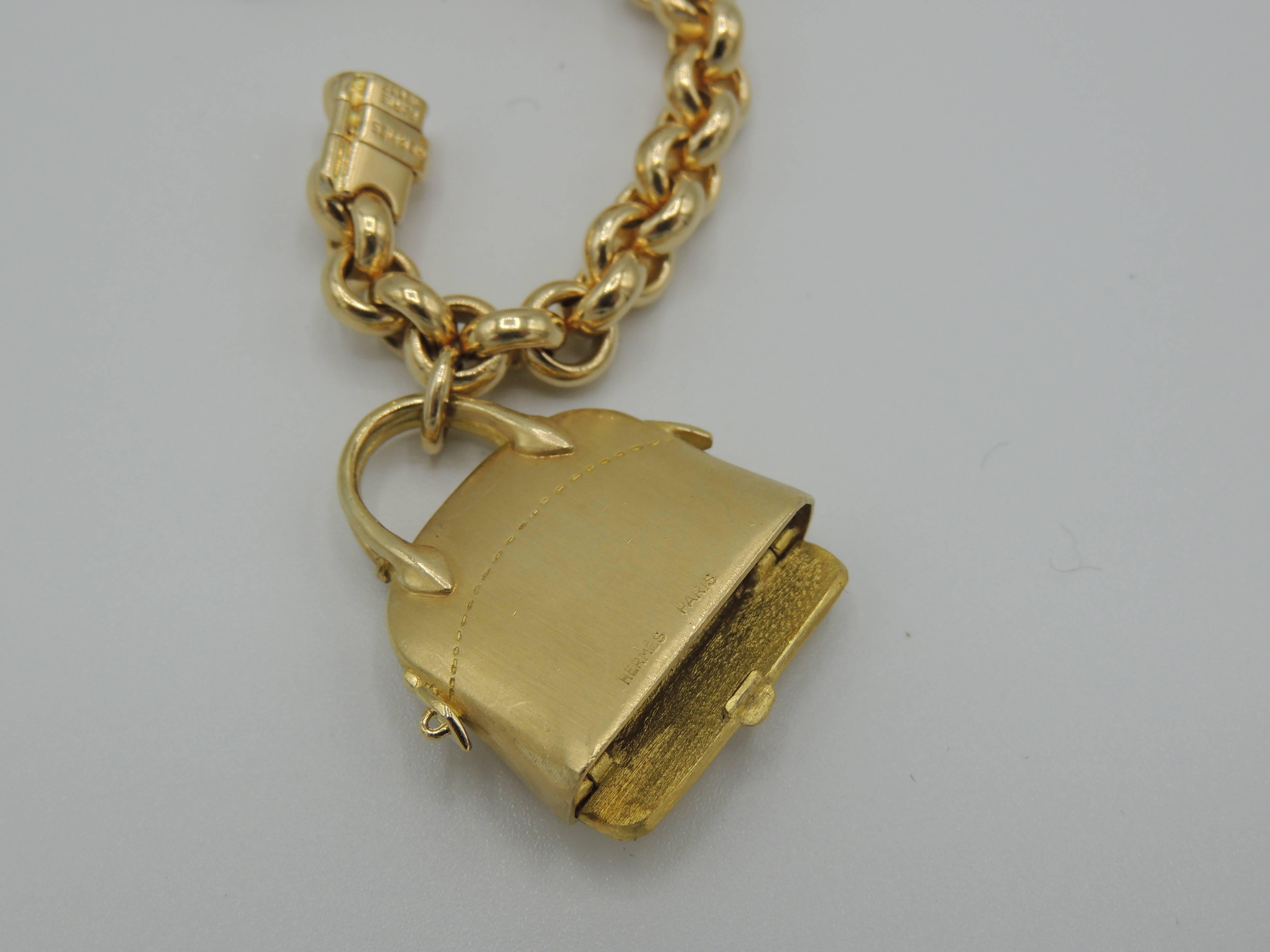 Hermes La Ronde Des Sacs 2 Bags Charms Gold Bracelet    3