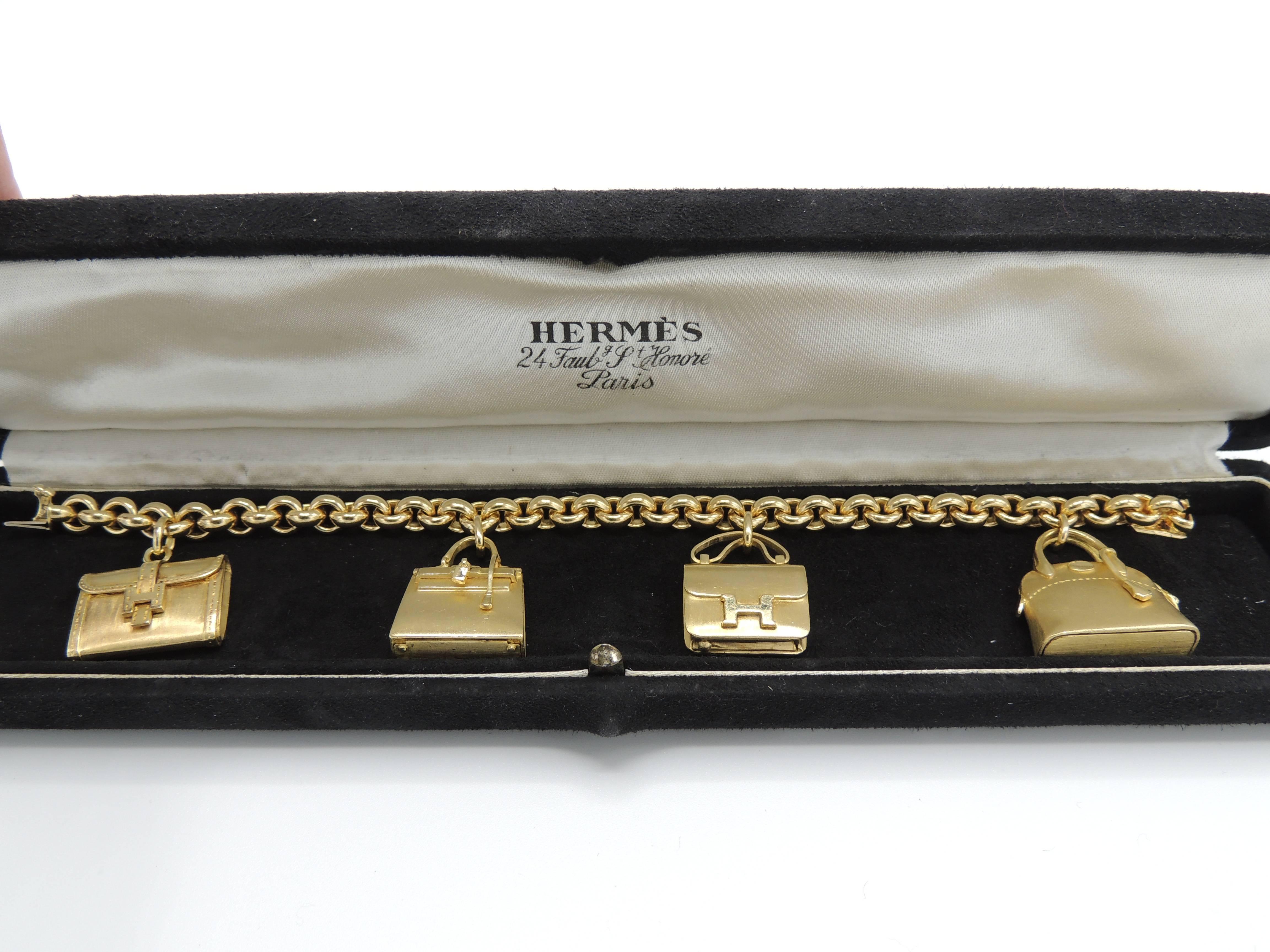 Hermes La Ronde Des Sacs 2 Bags Charms Gold Bracelet    4