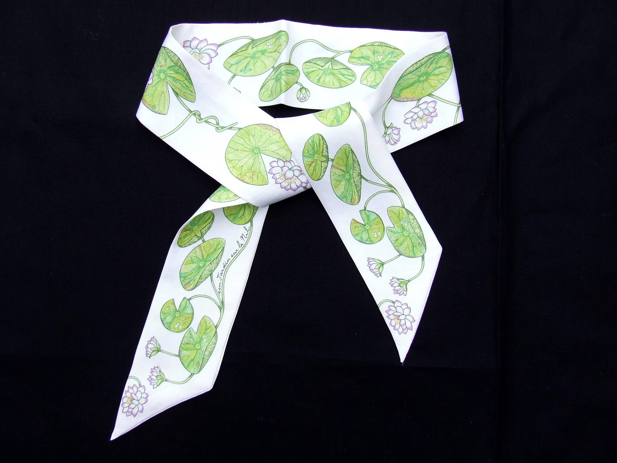 Hermès Silk Scarf Twilly Un Jardin Sur Le Nil Water Lily For Kelly Birkin Bag 5
