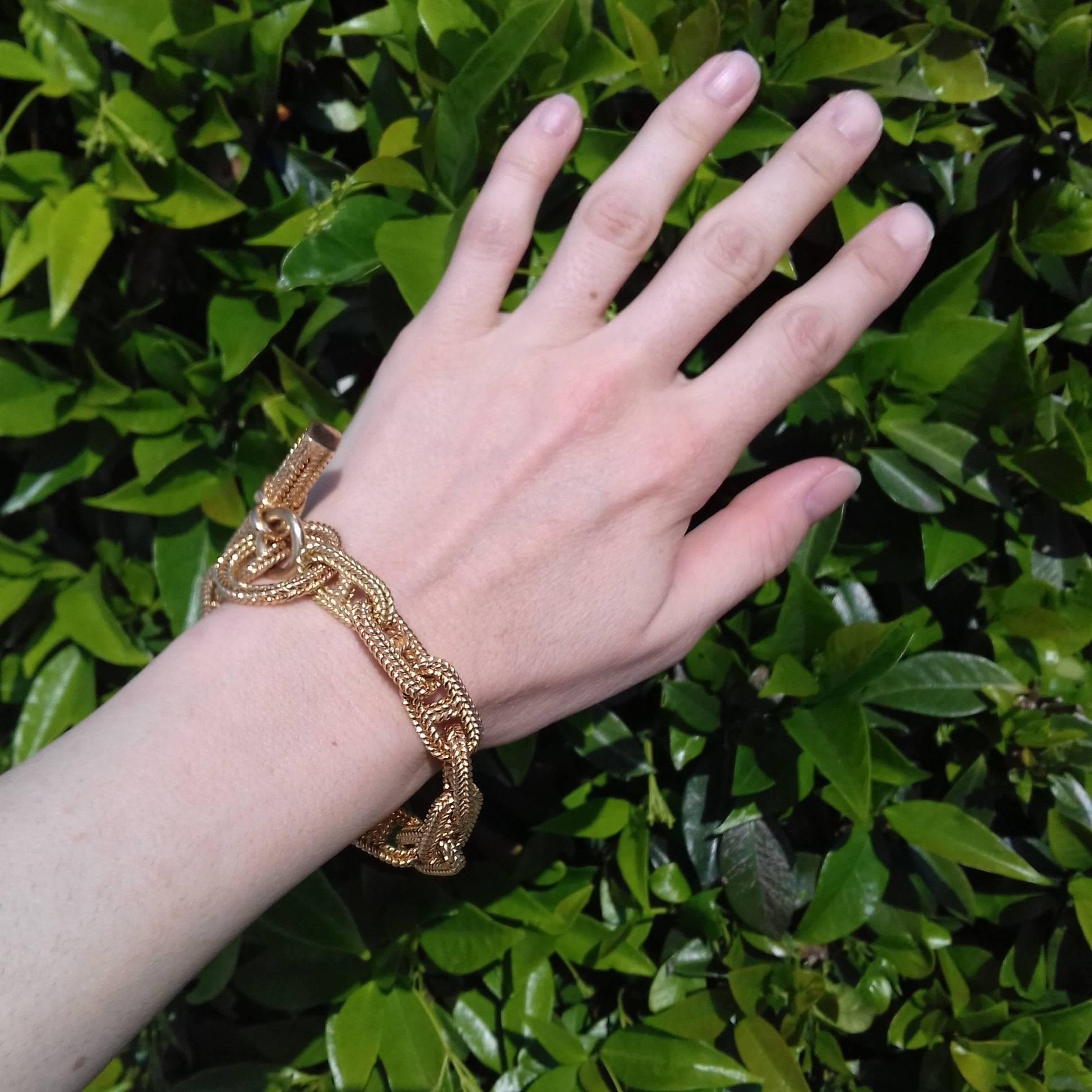 Hermès By Georges Lenfant Chaine D'ancre Gold Bracelet 23 cm Exceptional length 17