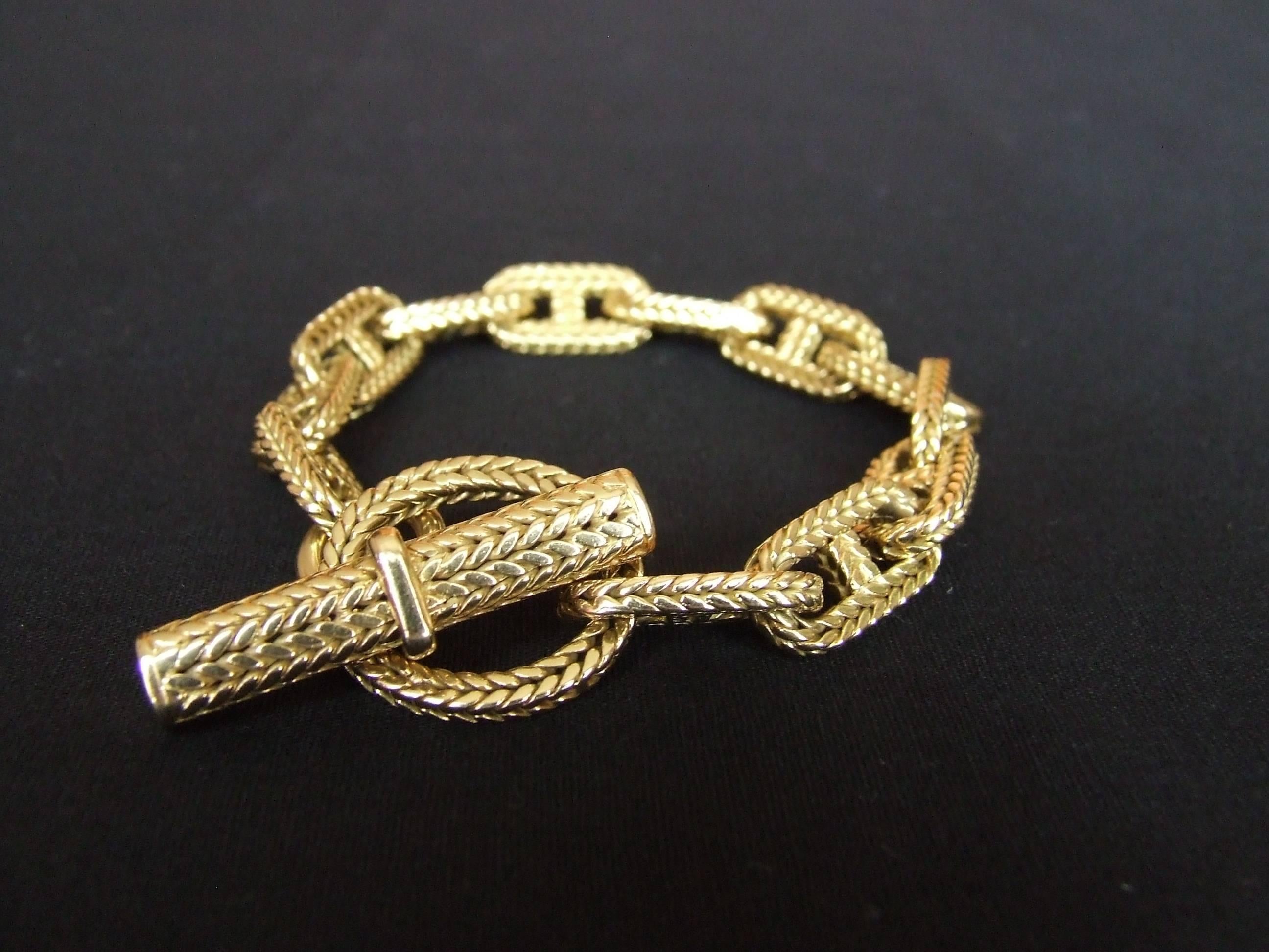 Women's Hermès By Georges Lenfant Chaine D'ancre Braided Yellow Gold Bracelet Small