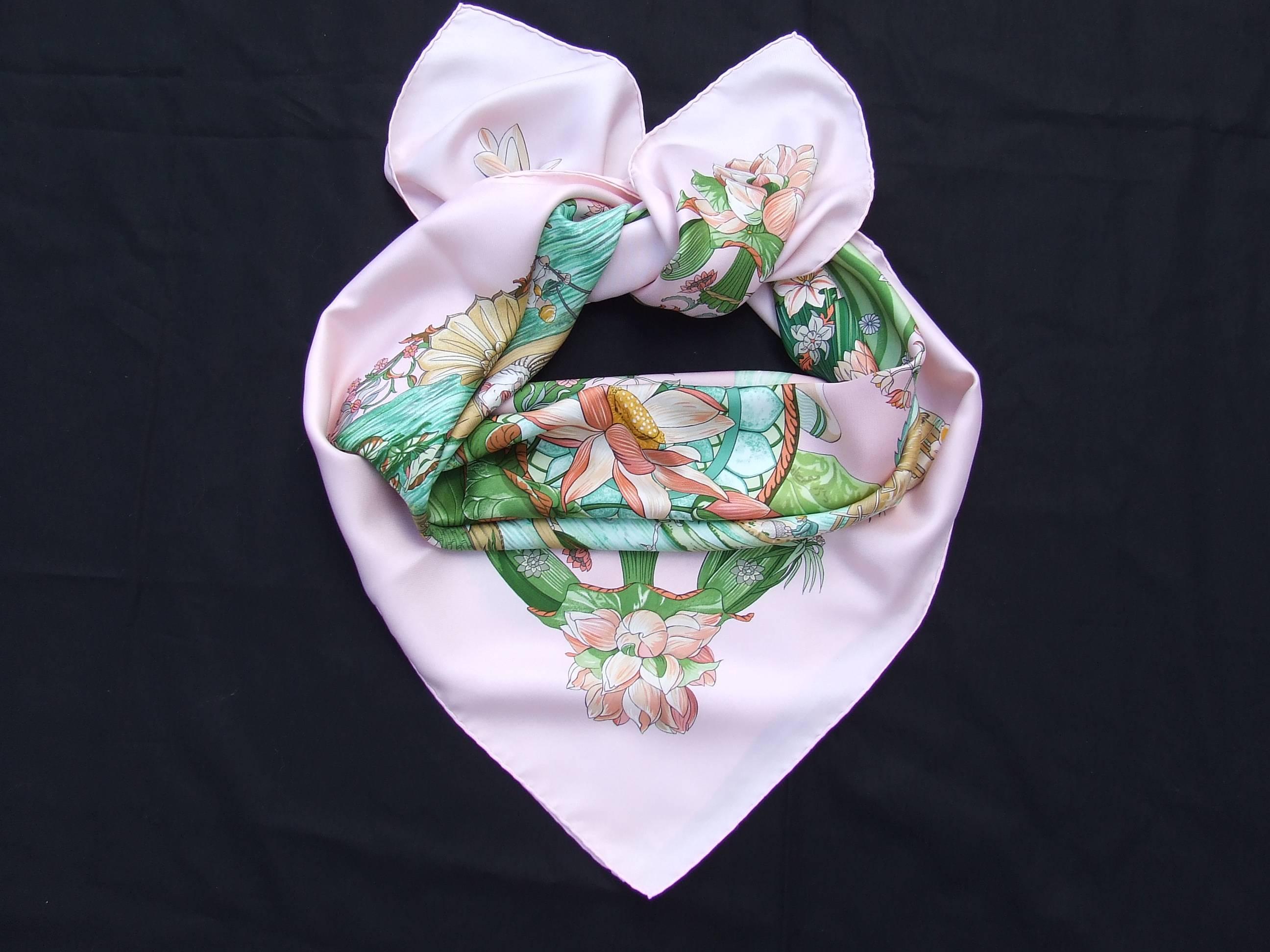 Hermès Silk Scarf Carré Sarasvati Zoe Pauwels Pink 90 cm 10