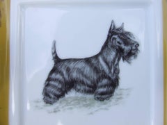 Hermès Small Printed Porcelain Cigar Ashtray Change Tray Scottish Terrier Dog