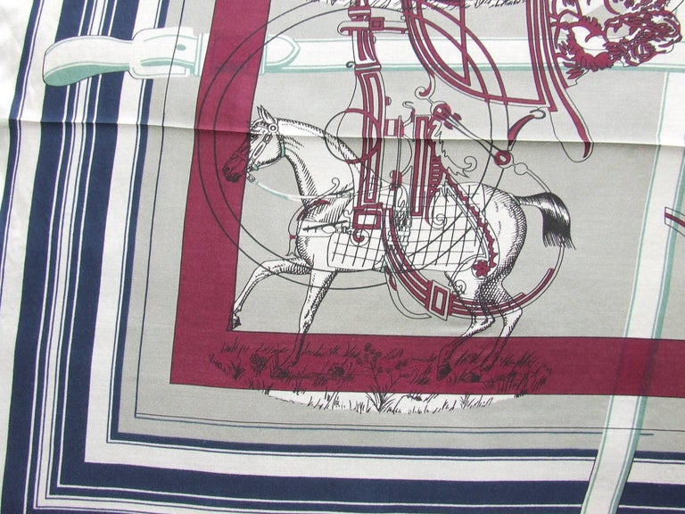 Women's or Men's Hermès Cotton Silk Scarf Carré Men Imprimeur Fou Couvertures Ex Libris 90cm RARE