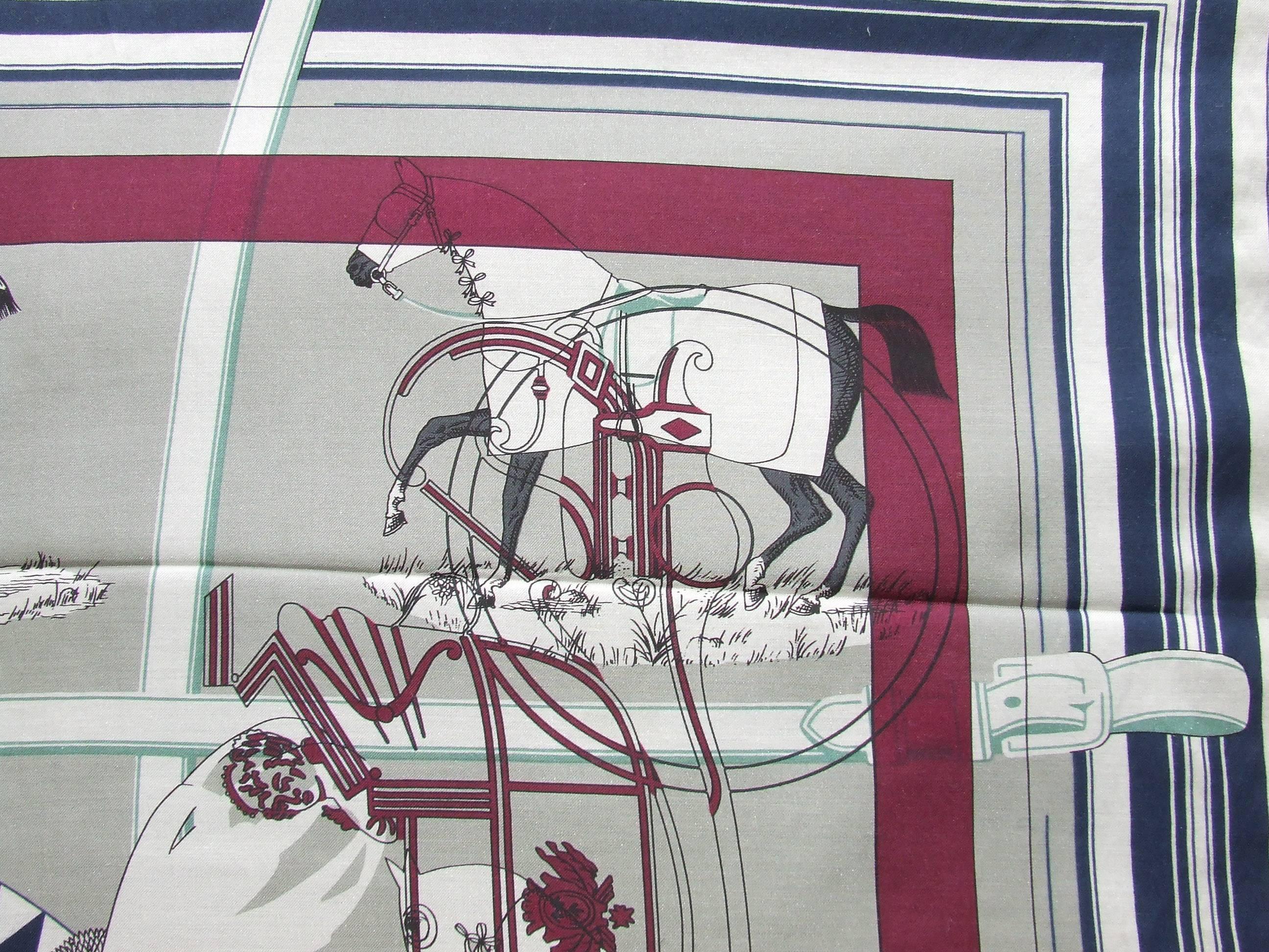 Women's or Men's Hermès Cotton Silk Scarf Carré Men Imprimeur Fou Couvertures Ex Libris 90cm RARE