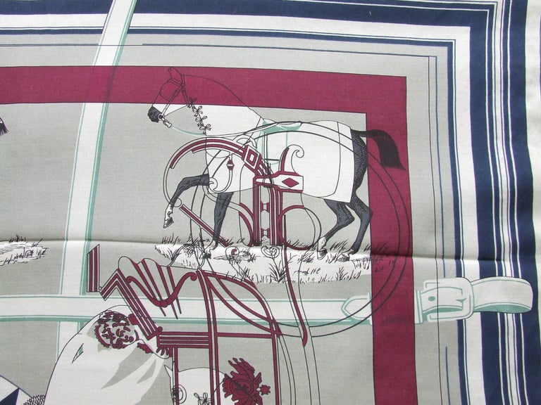 Hermès Cotton Silk Scarf Carré Men Imprimeur Fou Couvertures Ex Libris 90cm RARE 2