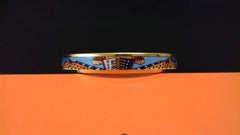 Hermès Printed Enamel Gold Plated Hardware Narrow Cheetah Bracelet