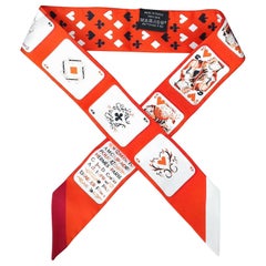 Hermès Twilly Jeu de Cartes Card Game AM Cassandre Vermillon Silk Scarf 