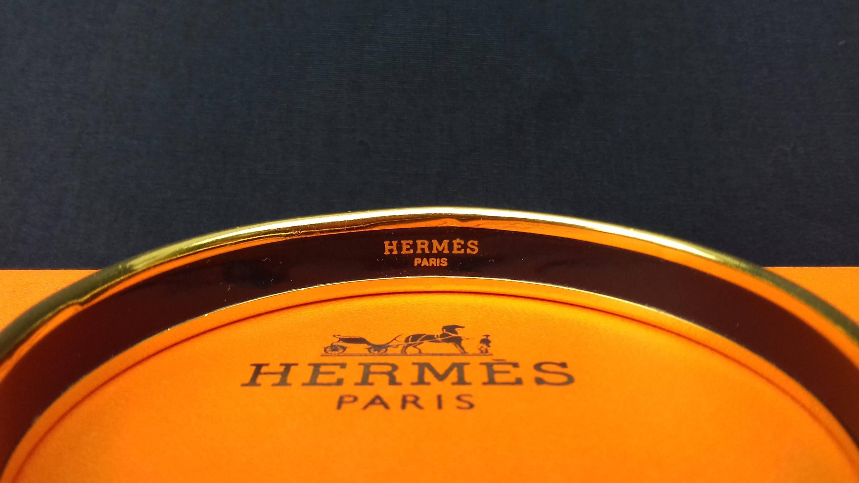 Hermès Printed Enamel Bracelet Lions and Lionesses Narrow Gold Hdw Size PM 65 5