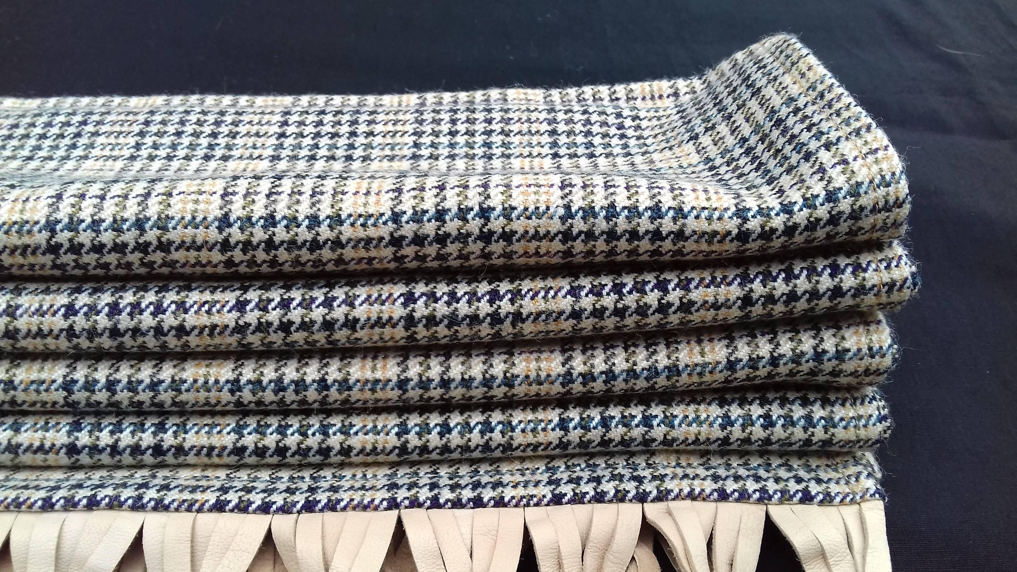 Gorgeous Hermès Vintage Scarf Glen Plaid Prince of Wales Tartan Wool Silk  1