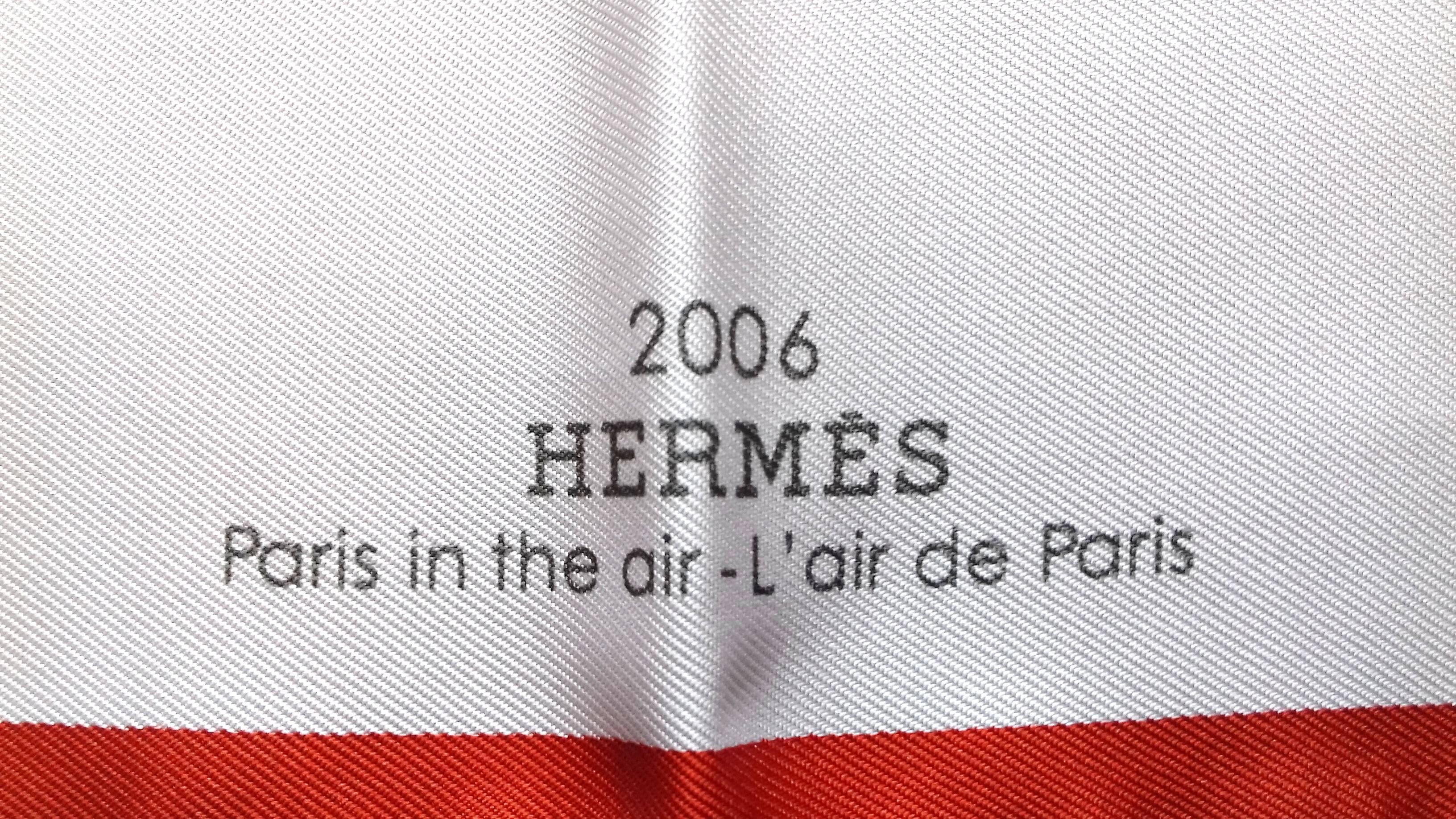 Hermès Gavroche Pocket Square Air de Paris Paris in the Air Scarf 2006 Collector 7
