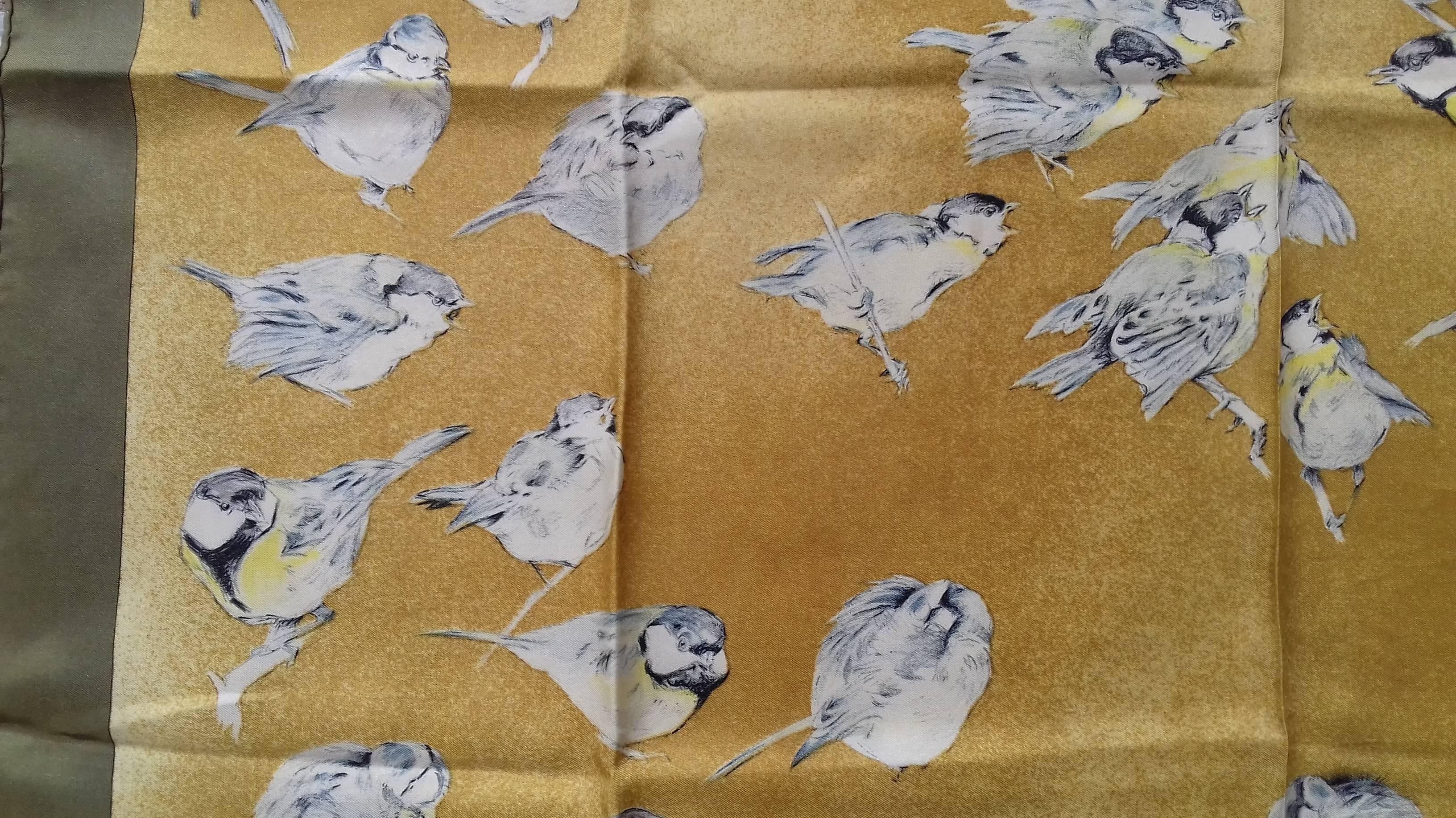  Hermès Les Mesanges Tit Birds Xavier de Poret:: foulard en soie:: 1960 Unisexe 