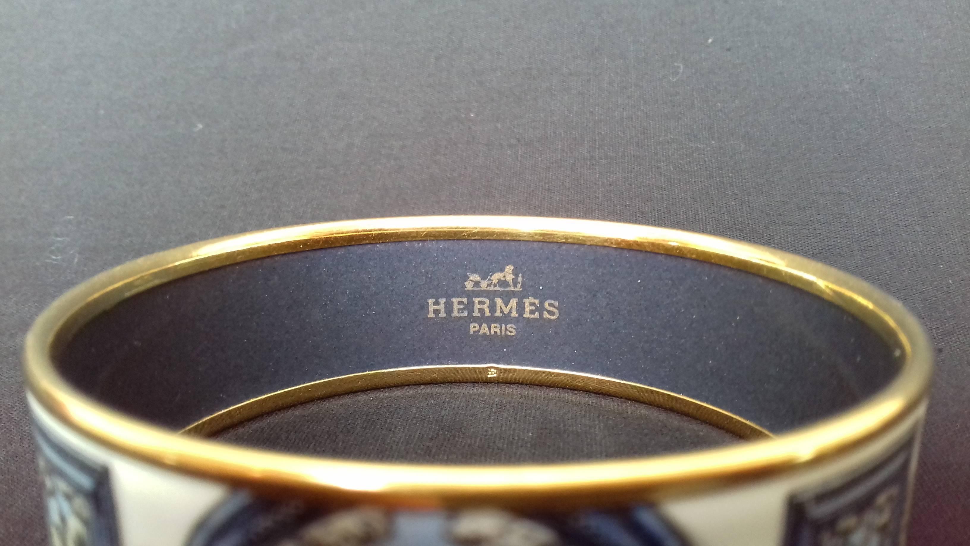 Hermès Vintage Enamel Bracelet Wedwood Ledoux 1974 Gold HDW Size 65 SO RARE  8