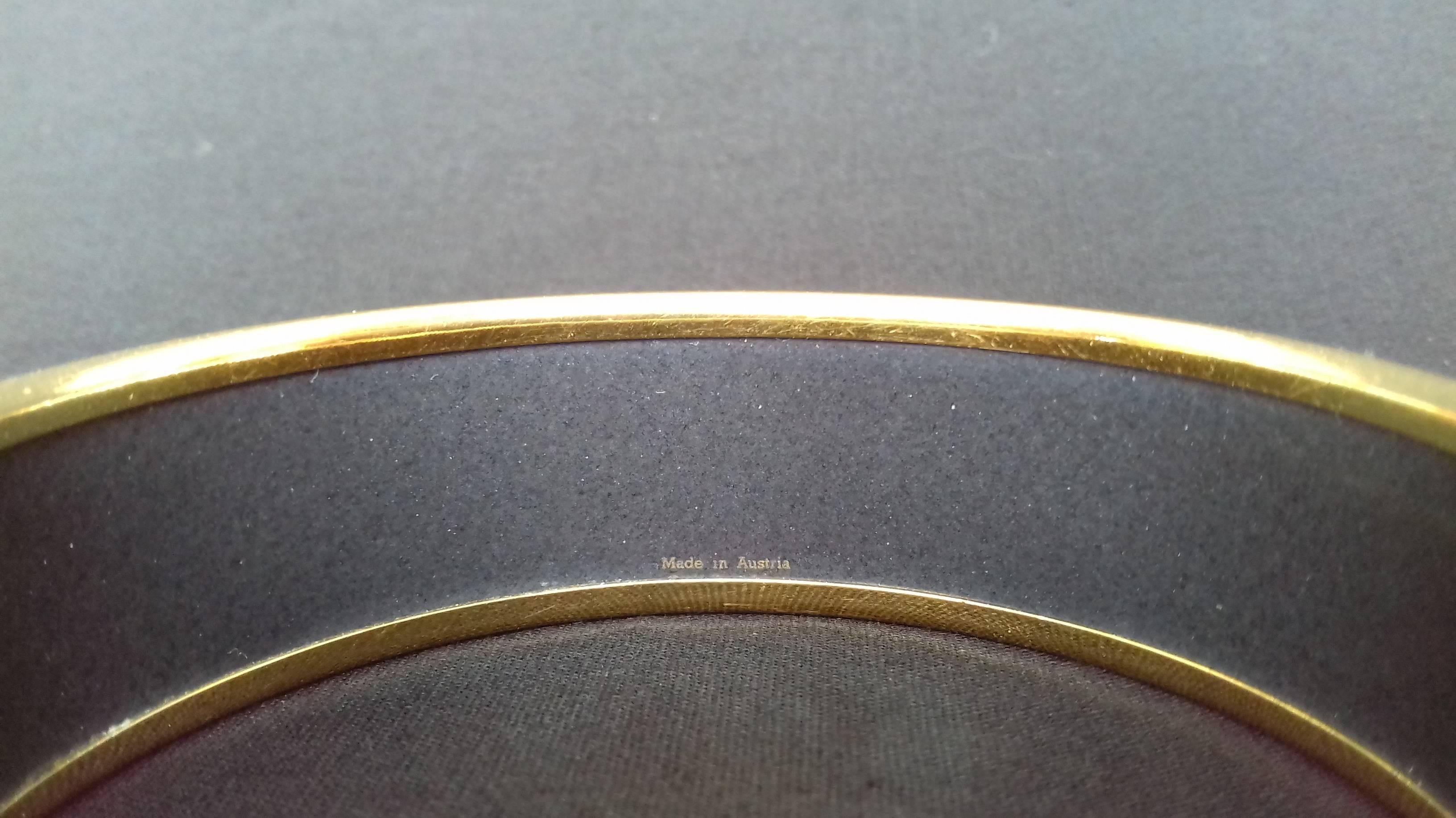 Hermès Vintage Enamel Bracelet Wedwood Ledoux 1974 Gold HDW Size 65 SO RARE  9