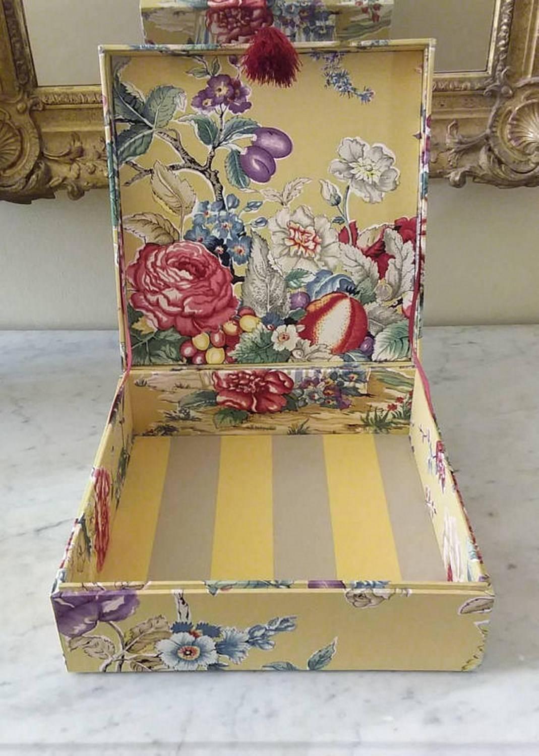 Women's or Men's Decorative Manuel Canovas Fabric Tissu Storage Box for Scarves 