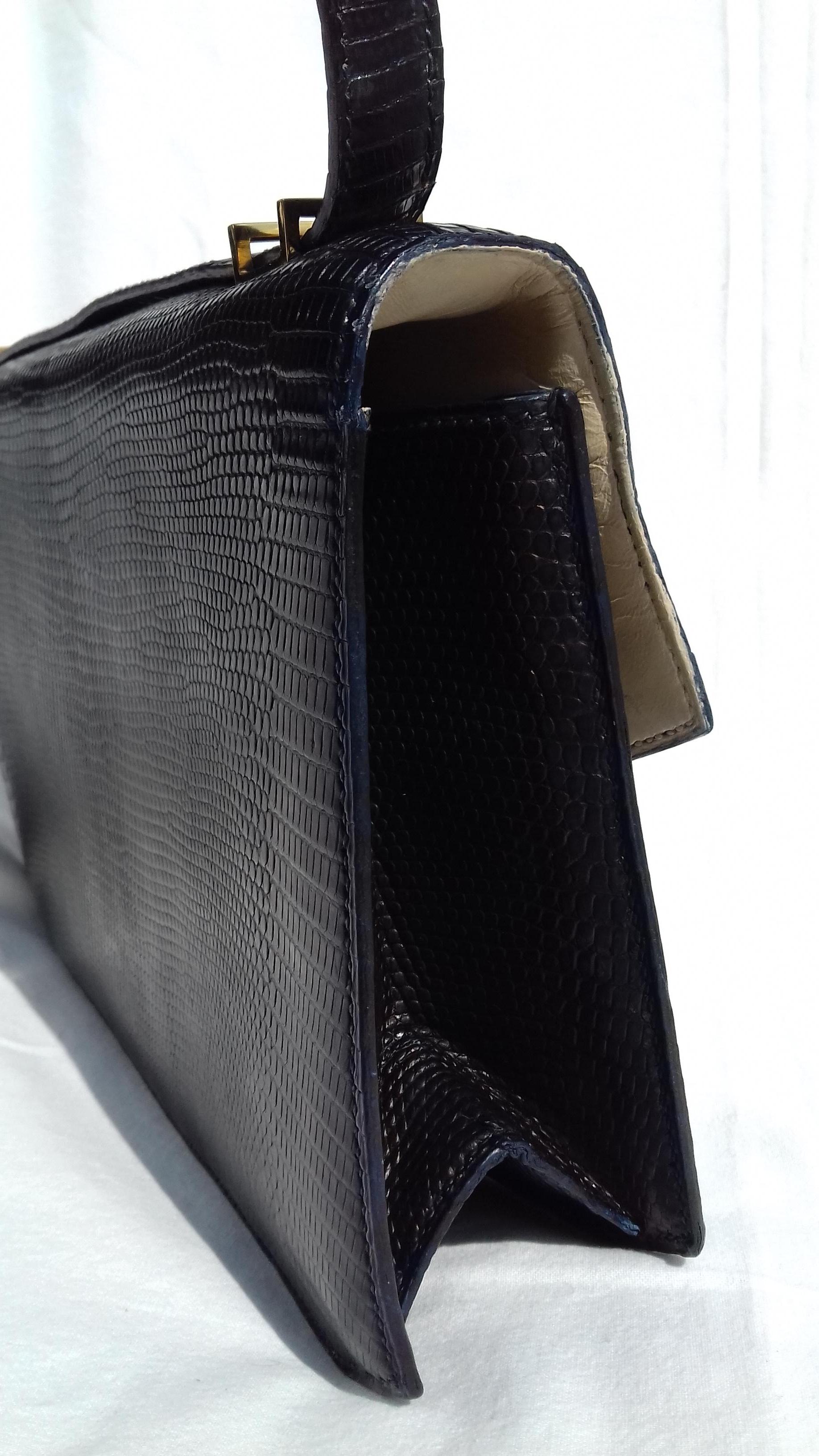 Hermès Vintage Padlock Purse Bag In Black Lizard Gold Hdw RARE  7