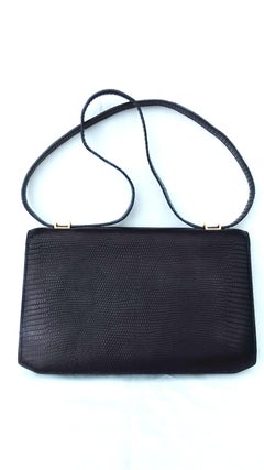Hermès Vintage Padlock Purse Bag In Black Lizard Gold Hdw RARE