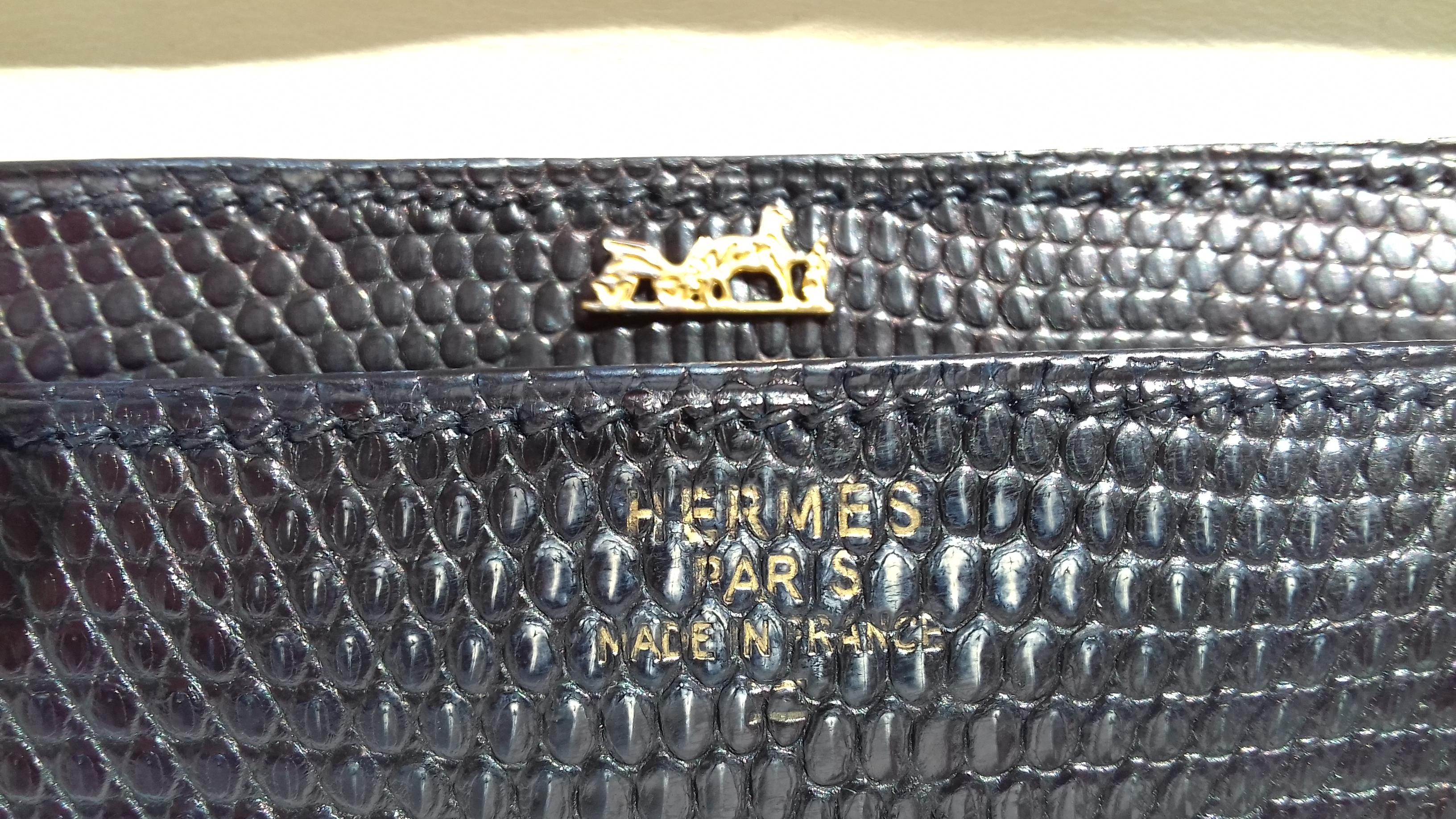 Hermès Vintage Padlock Purse Bag In Black Lizard Gold Hdw RARE  2
