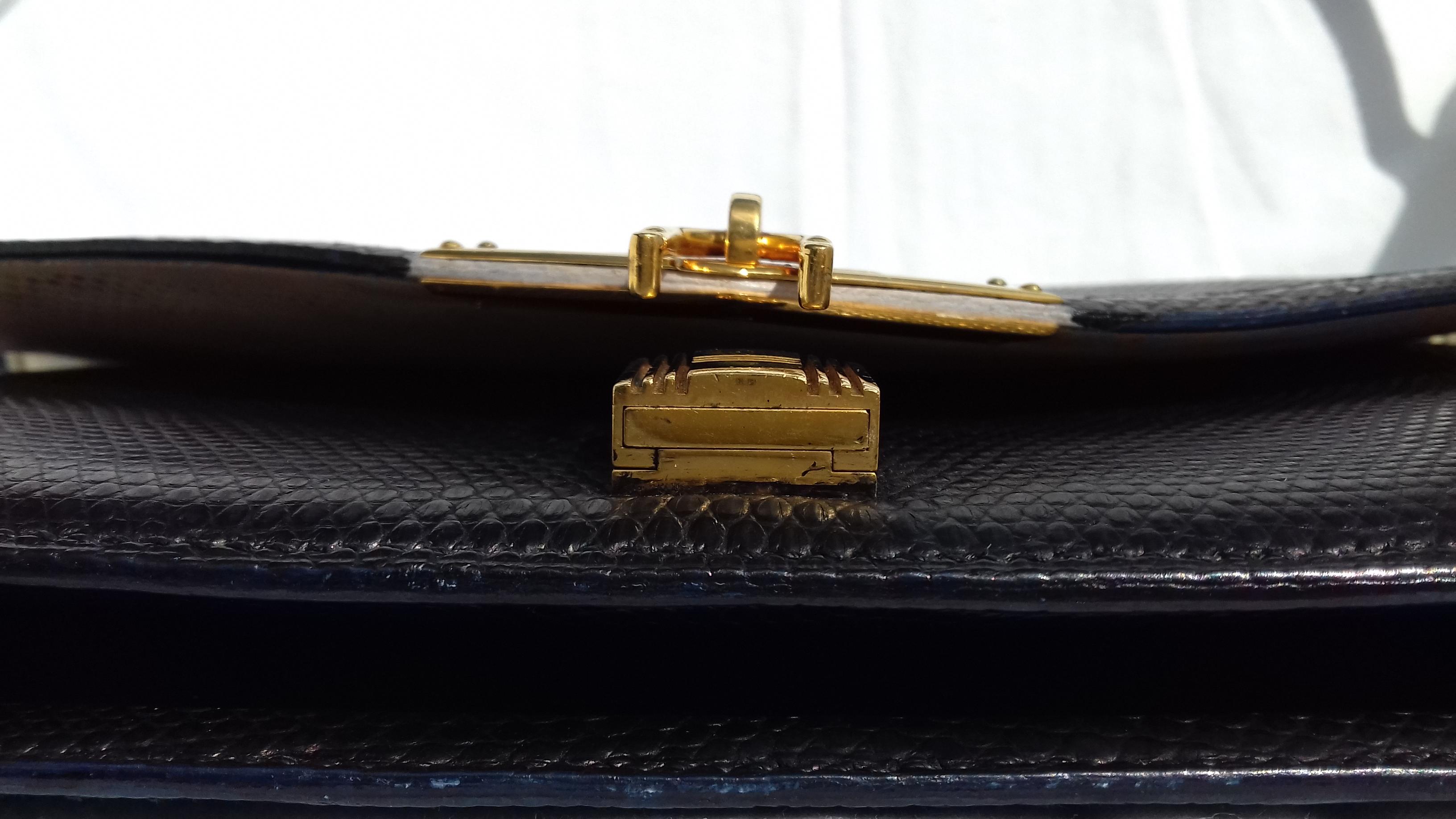 Hermès Vintage Padlock Purse Bag In Black Lizard Gold Hdw RARE  5