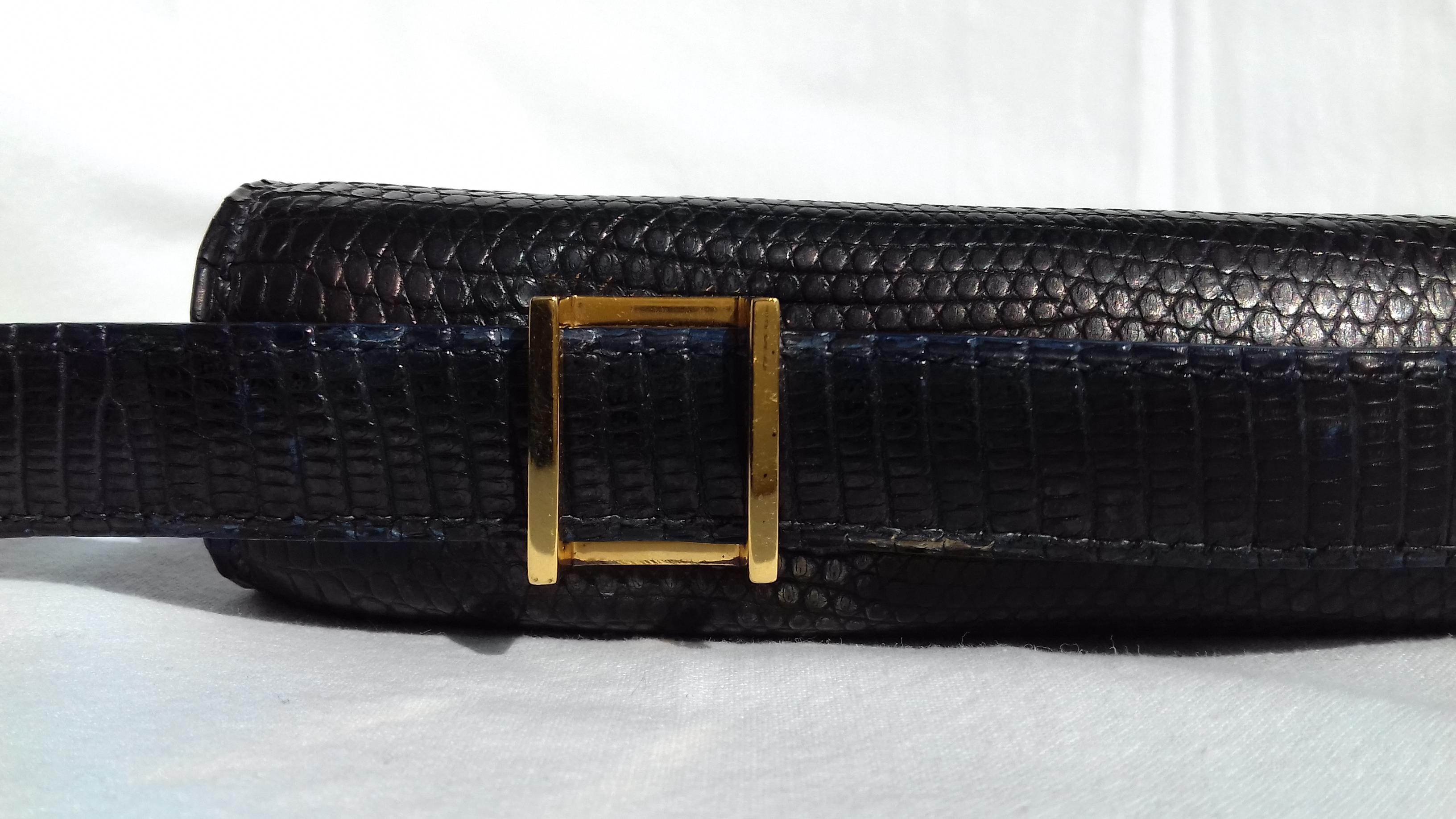 Hermès Vintage Padlock Purse Bag In Black Lizard Gold Hdw RARE  8