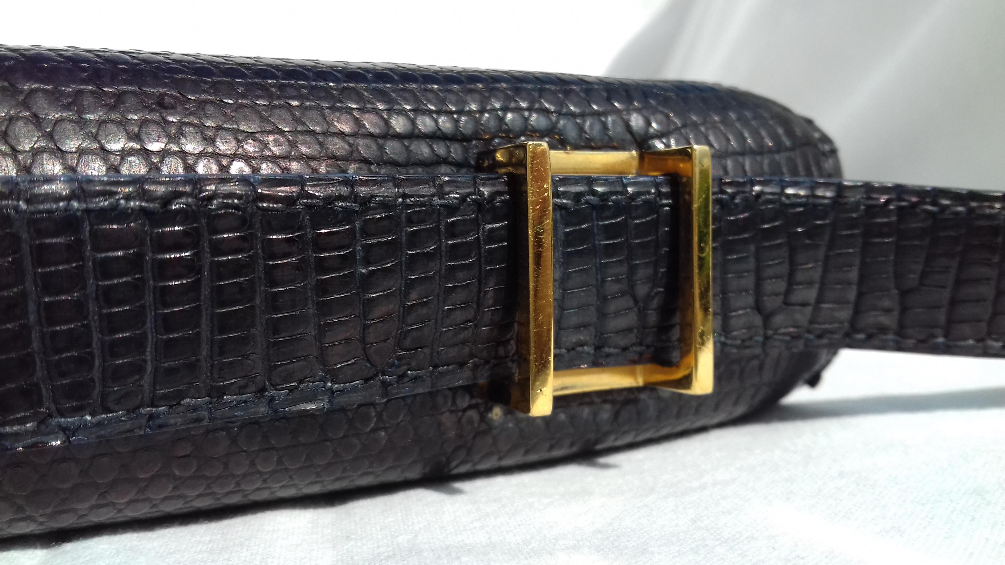 Hermès Vintage Padlock Purse Bag In Black Lizard Gold Hdw RARE  9