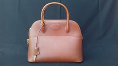 Hermès Vintage Bolide Tasche 2 Wege Braun Leder Golden Hdw 33 cm