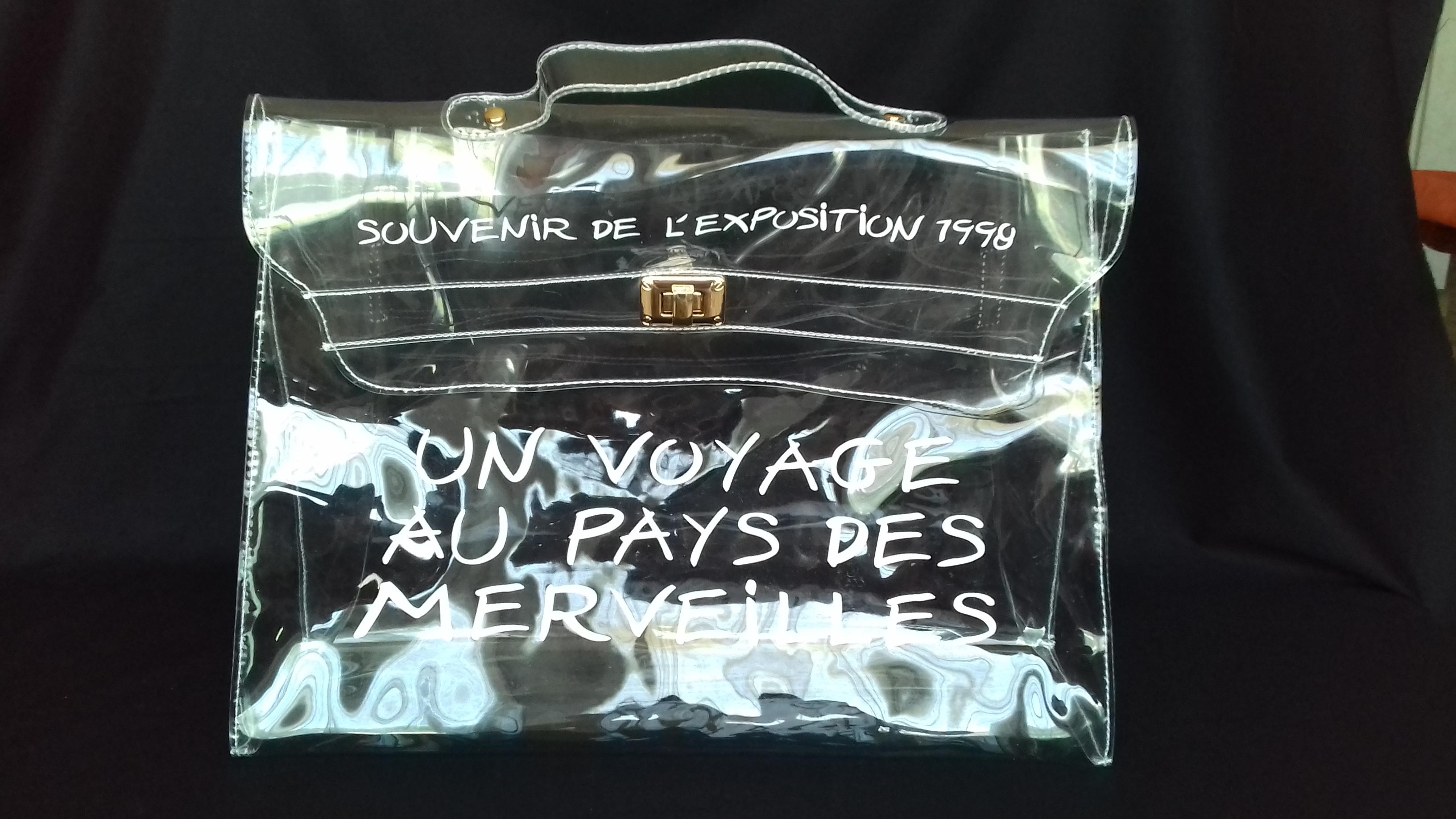 Hermes See Through Kelly Clear Plastic Vinyl Bag 1998 40 cm Collector Rain Cover