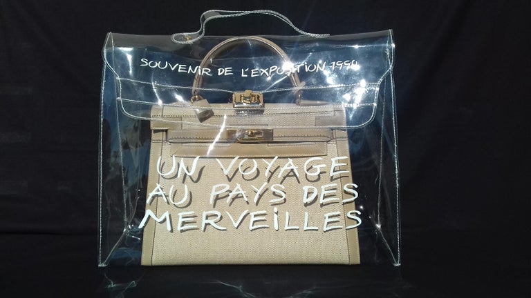 Hermès See-Through Kelly Clear Plastic Vinyl Bag 1998 40 cm Collector Rain Cover For Sale at 1stdibs